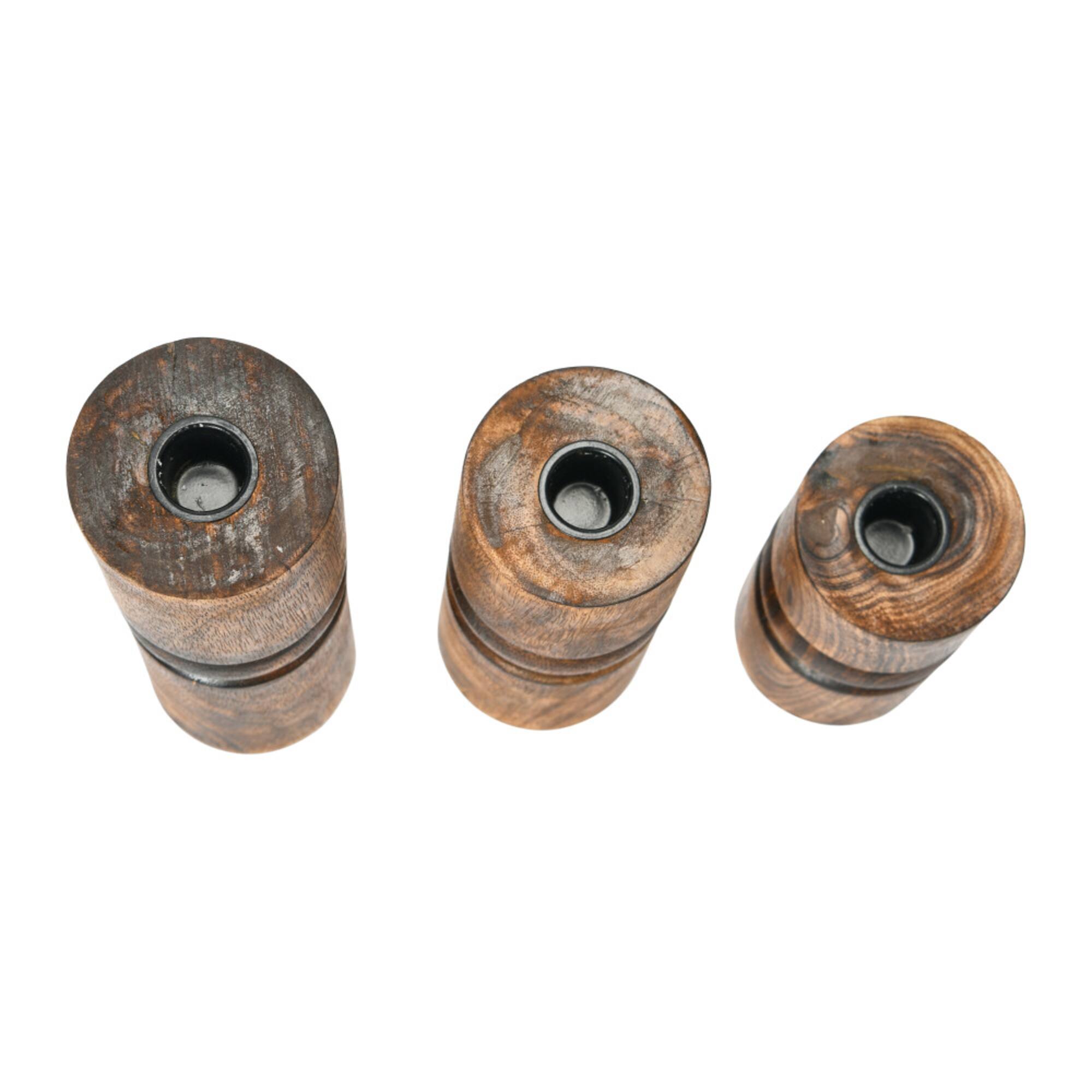 Hello Honey® Wood Stack Taper Candle Holder Set